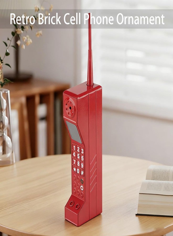 زينة هاتف خلوي من الطوب بتصميم كلاسيكي من CHEOTIME، نموذج هاتف محمول قديم الطراز من الطوب، نموذج هاتف خلوي عتيق، دعائم تصويرية، زينة أنيقة (أحمر) - Image 3